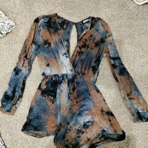 V Neck Tie Dye Romper